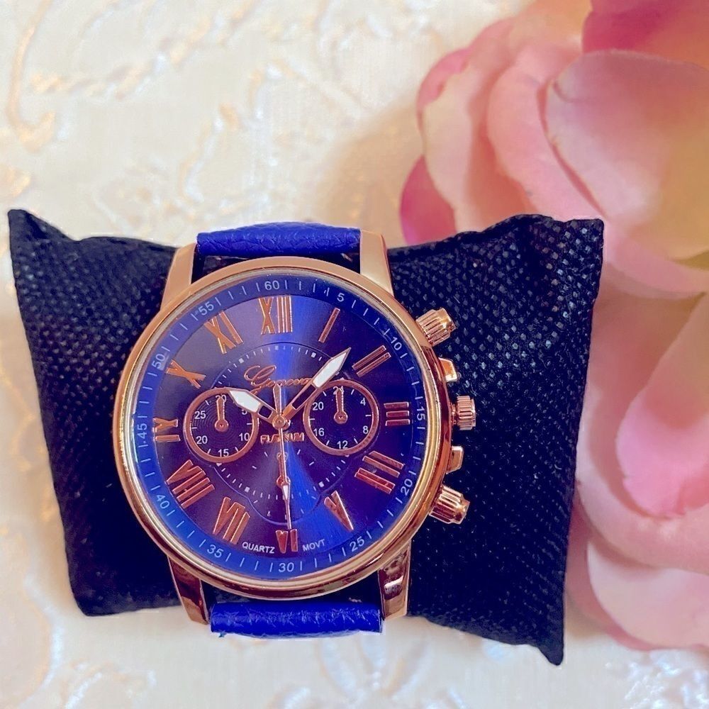 Geneva Platinum leather color fashion watch